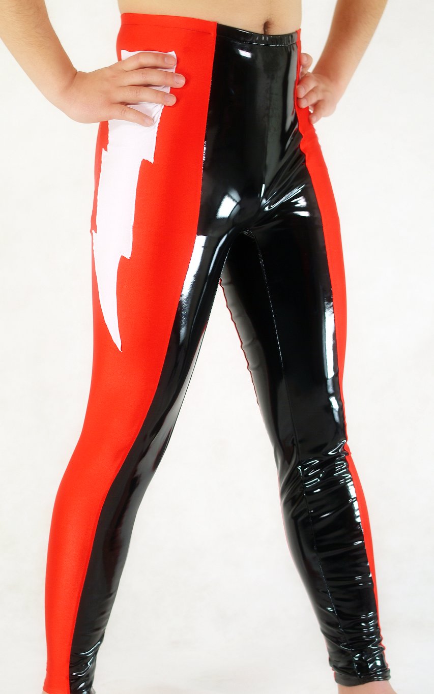 Red Black PVC Spandex Leggings Men